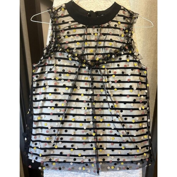NWT Maeve by Anthropologie XS Polka-Dot Striped Confetti Sleeveless Shirt - Picture 1 of 9